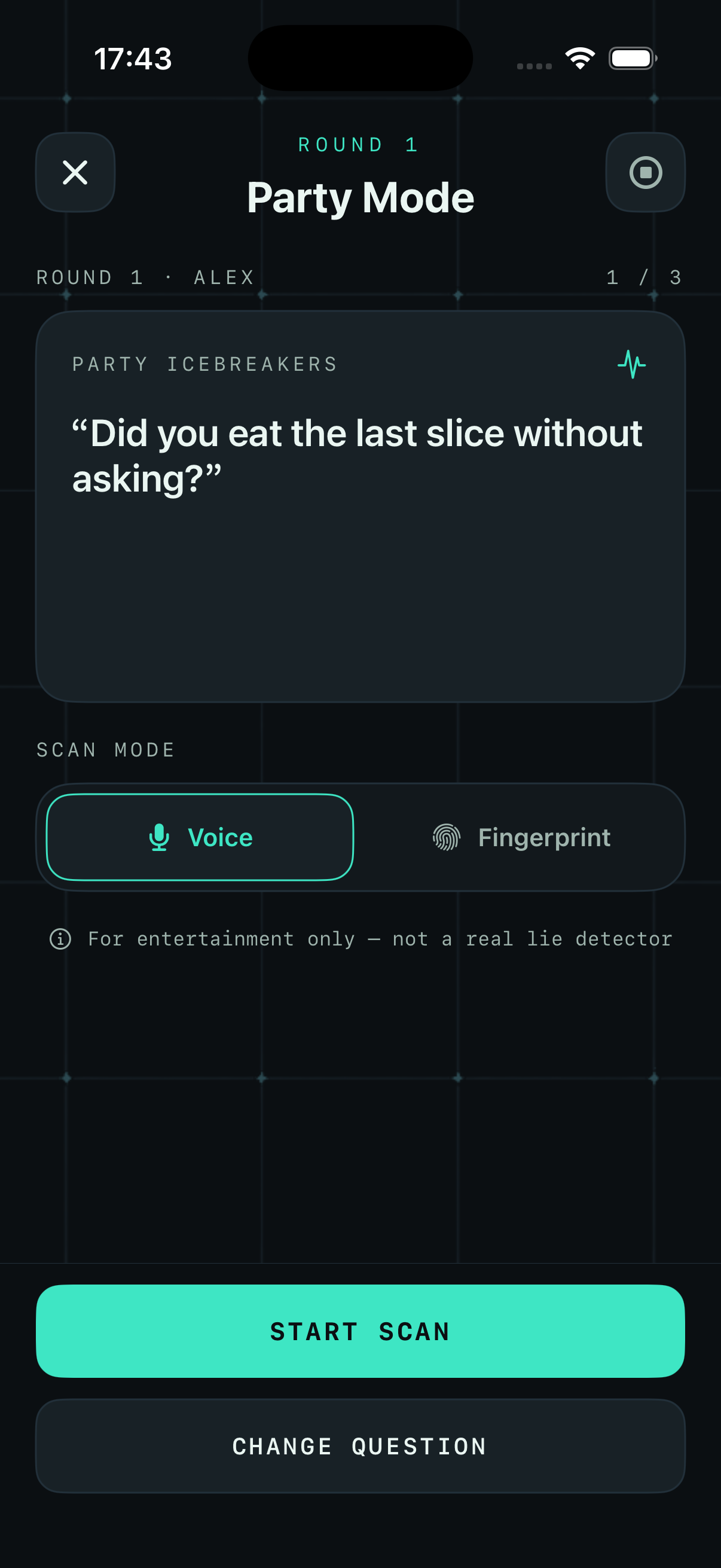 LieLab 聚会模式问题界面